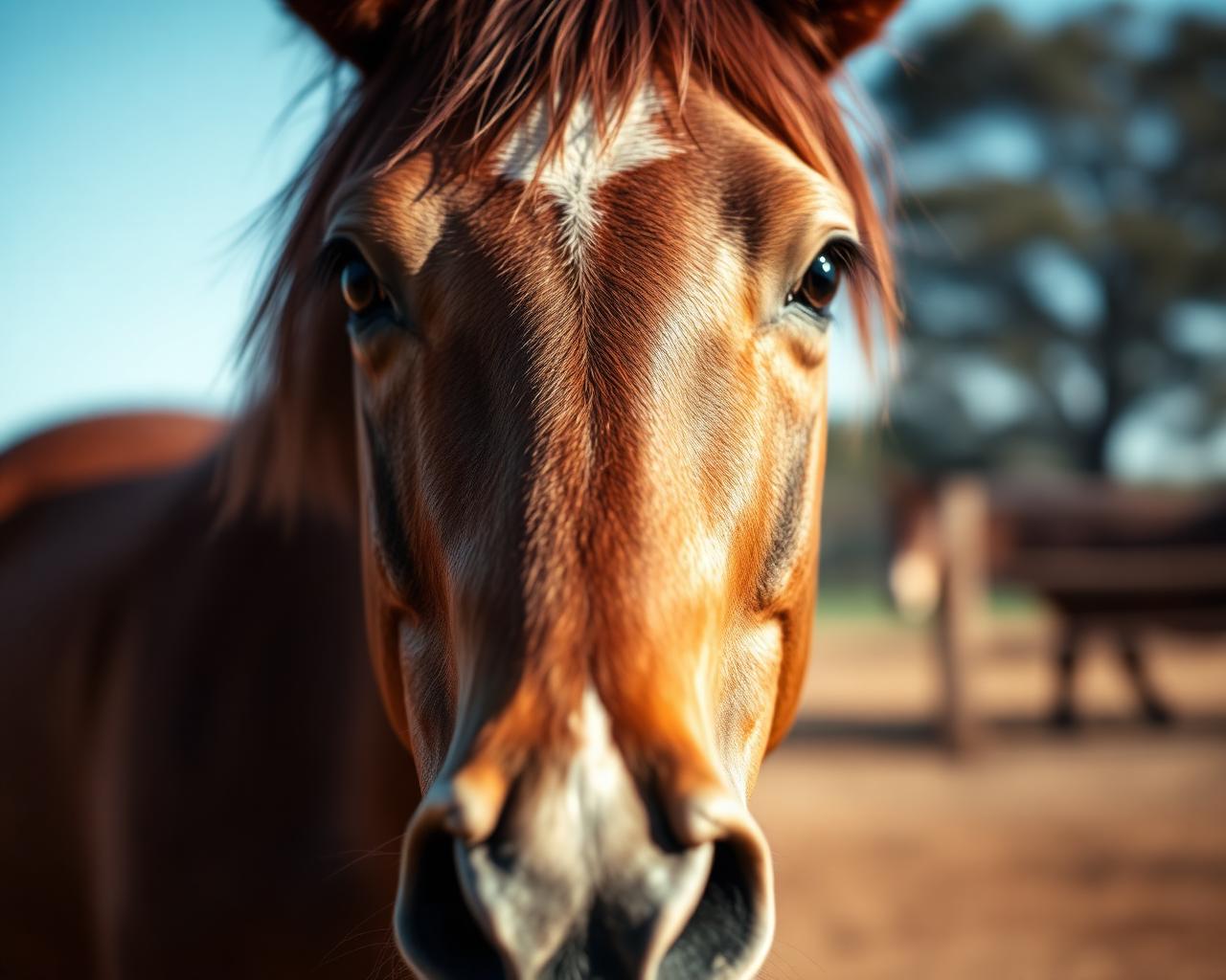 Close-up portrait of a rescued horse